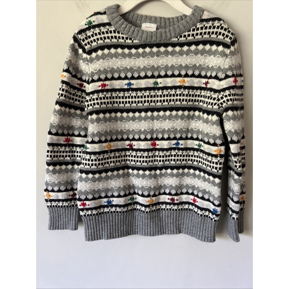Hanna Andersson 110 5 Cotton Wool Holiday Sweater Gray